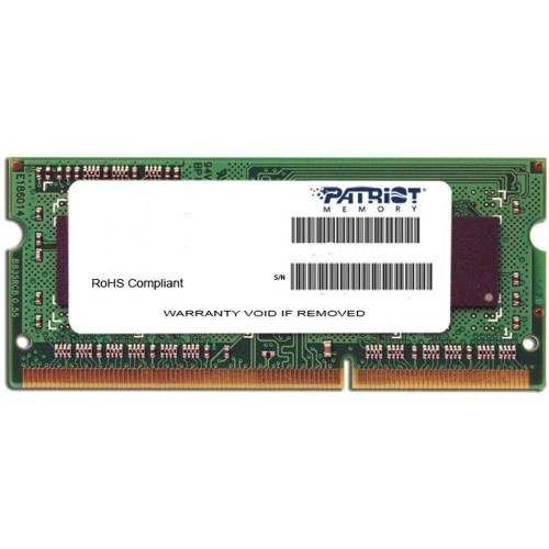Модуль памяти Patriot SO-DIMM DDR3 4GB PSD34G1600L81S (PC3-12800, 1600MHz, 1.35V)