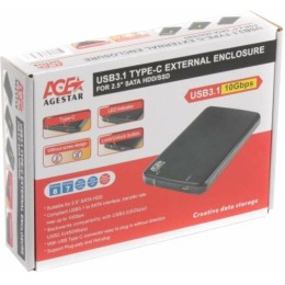 Внешний корпус для HDD/SSD AgeStar 31UB2A12C SATA пластик/алюминий черный 2.5"