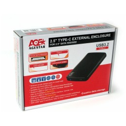 Внешний корпус для HDD/SSD AgeStar 31UB2A12C SATA пластик/алюминий черный 2.5"