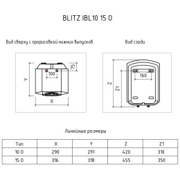Водонагреватель TERMEX Blitz IBL 10 O 2.5кВт 10л электрический настенный