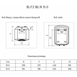 Водонагреватель TERMEX Blitz IBL 15 O 2.5кВт 15л настенный