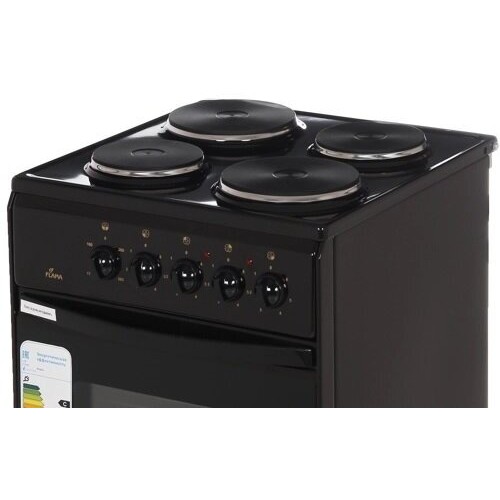 Электрическая плита FLAMA AE 1403 (B) (коричневый, 4 эл.конфорки, духовка 50 л)
