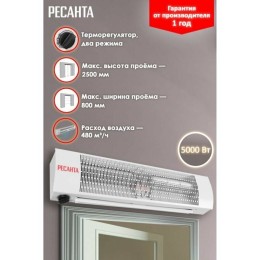 Тепловая завеса РЕСАНТА ТЗ-5С, 5кВт белый