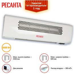 Тепловая завеса РЕСАНТА ТЗ-3С, 3кВт белый