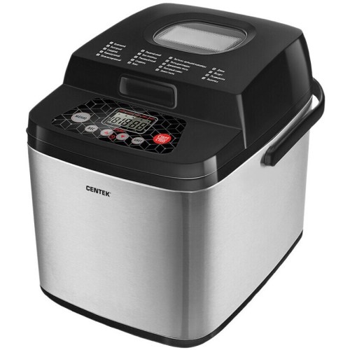 Хлебопечь CENTEK CT-1410 BLACK (черн) 750г, 650Вт, 19 программ, таймер, LCD, окошко, нерж