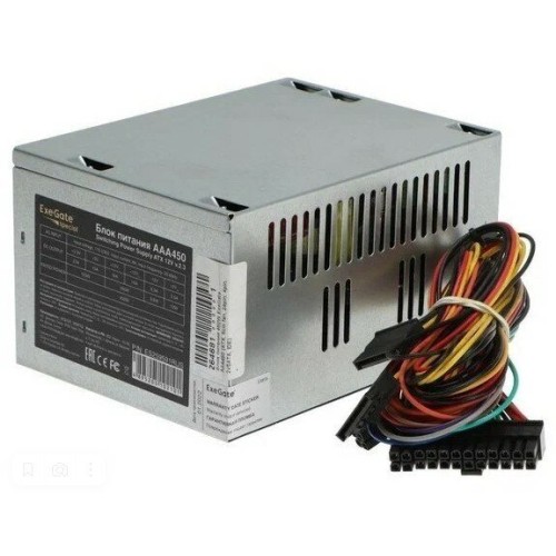 Блок питания 450W Exegate AAA450, ATX, 8cm fan, 24p+4p, 2*SATA, 1*IDE