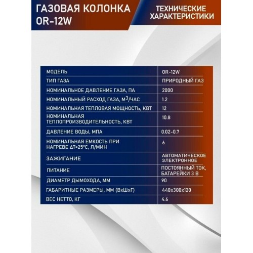 Водонагреватель OASIS OR-12W