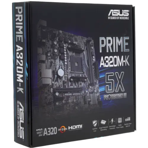 Материнская плата Asus PRIME A320M-K Soc-AM4 AMD A320 2xDDR4 mATX AC`97 8ch(7.1) GbLAN RAID+VGA+HDMI