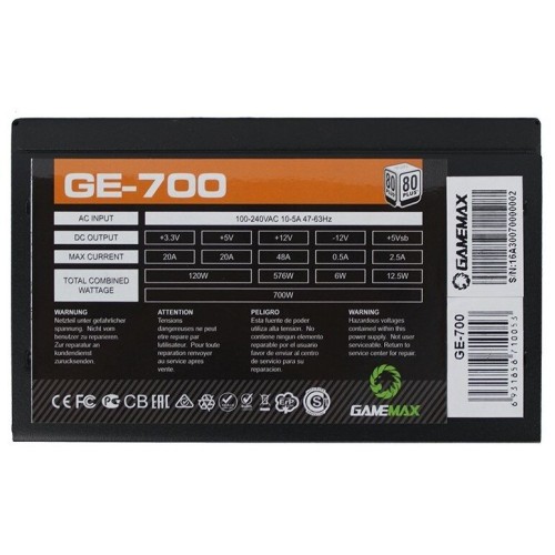 Блоки питания GameMax GE-700 (ECO) Блок питания ATX 700W GameMax GE-700 ECO Gamer