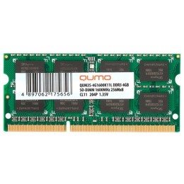 Модуль памяти QUMO SO-DIMM DDR-III 4GB QUMO 1600MHz PC-12800 256Mx8 CL11 1,35V  Retail (QUM3S-4G1600K11L)