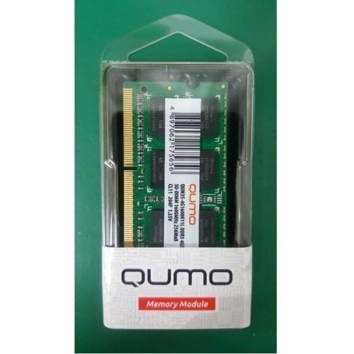 Модуль памяти QUMO SO-DIMM DDR-III 4GB QUMO 1600MHz PC-12800 256Mx8 CL11 1,35V  Retail (QUM3S-4G1600K11L)