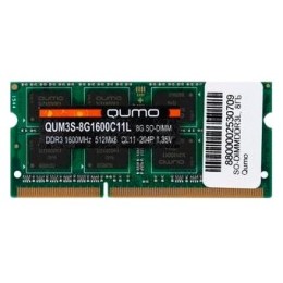 Модуль памяти QUMO SO-DIMM DDR-III 8GB 1600MHz PC-12800 512Mx8 CL11 1.35 V Retail (QUM3S-8G1600C11L)