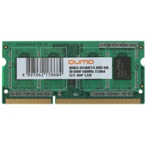 Модуль памяти QUMO SO-DIMM DDR-III 8GB 1600MHz PC-12800 512Mx8 CL11 1.35 V Retail (QUM3S-8G1600C11L)