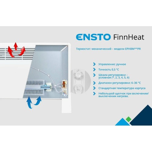 Конвектор FINNHEAT EPHBM05PR мех.термост, вилка,500Вт 58.5х38.9 с