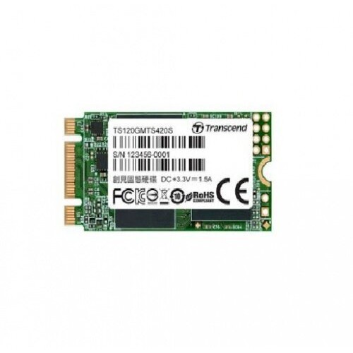 SSD диск M.2 Transcend 120Gb MTS420 (SATA3, up to 560/340MBs, 85000 IOPs, 3D TLC, 22х42мм) <TS120GMTS420S>