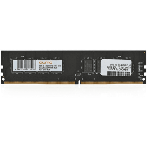Модуль памяти QUMO DIMM DDR-4 16GB 2400 MHz PC- 19200 1Gx8 CL16  288P 1,2V (QUM4U-16G2400P16)