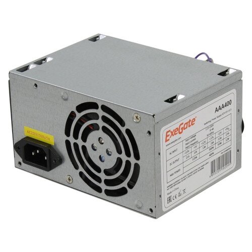 Блок питания 400W Exegate AAA400, ATX, 8cm fan, 24p+4p, 2*SATA, 1*IDE