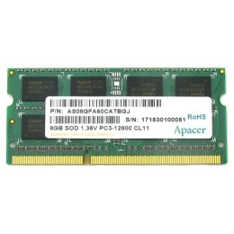 Модуль памяти Apacer SO-DIMM DDR3 8Gb (pc-12800) 1600MHz 1,35V Apacer Retail AS08GFA60CATBGJ/DV.08G2K.KAM