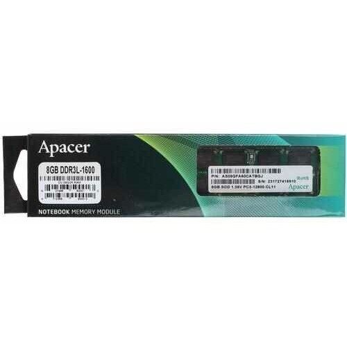 Модуль памяти Apacer SO-DIMM DDR3 8Gb (pc-12800) 1600MHz 1,35V Apacer Retail AS08GFA60CATBGJ/DV.08G2K.KAM