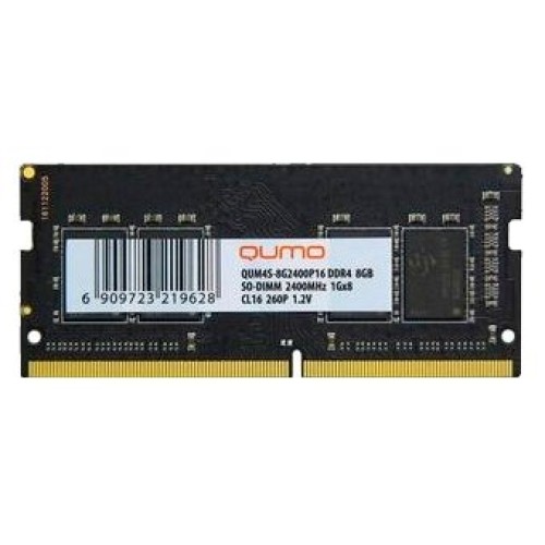 Модуль памяти QUMO SO-DIMM DDR-4 8GB  2400MHz  1Gx8   Retai CL16 (QUM4S-8G2400P16)