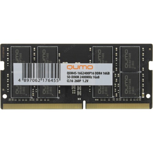 Модуль памяти QUMO SO-DIMM DDR-4 16GB QUMO 2400MHz  1Gx8   Retai CL16 (QUM4S-16G2400P16)