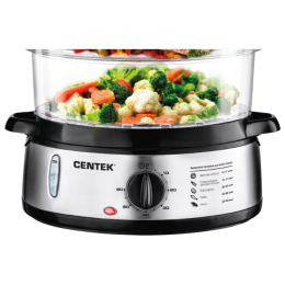 Пароварка CENTEK CT-1457 три корзины механическое управление мощность 800 Вт звуковой сигнал окончан