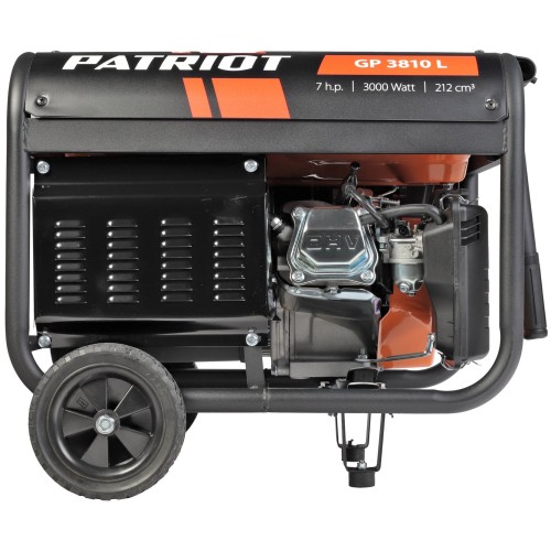 Бензиновый генератор PATRIOT GP 3810L  4ткт АИ-92 2.8/3кВт 210см3 бак15л.67дБ ручн.старт 46кг
