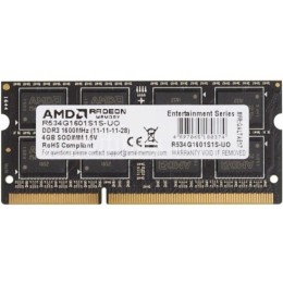 Модуль памяти 4GB AMD Radeon™ DDR3 1600 SO DIMM R5 Entertainment Series Black R534G1601S1S-U Non-ECC, CL11, 1.5V, Retail