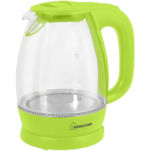 Электрочайник HOMESTAR HS-1012 (1,7 л) стекло, пластик зеленый
