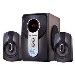 Мультимедийная акустическая  система GINZZU GM-405  2.1 с Bluetooth. Выходная мощность (RMS) 40 Вт. Диапазон воспроизводимых частот: 40Гц - 20КГц. Встроенный аудио-плеер: SD-card, USB-flash до 32 ГБ. FM радио: 87.5МГц - 108.0МГц. Вход AUX: стерео вход (2R