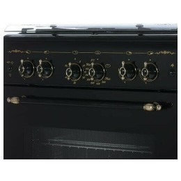 Газовая плита GEFEST 6100-02 0183, черная, "Ретро".