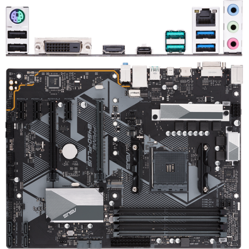 Материнская плата ASUS PRIME B450-PLUS, ATX B450, 4*DDR4, DVI+HDMI, CrossFireX, SATA3 + RAID, Audio, Gb LAN, USB 3.1*7, USB 2.0*6, COM*1 header (w/o cable)