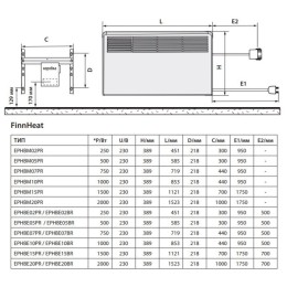 Конвектор ENSTO EPHBE15PR  FinnHeat,эл.термост, 1500Вт