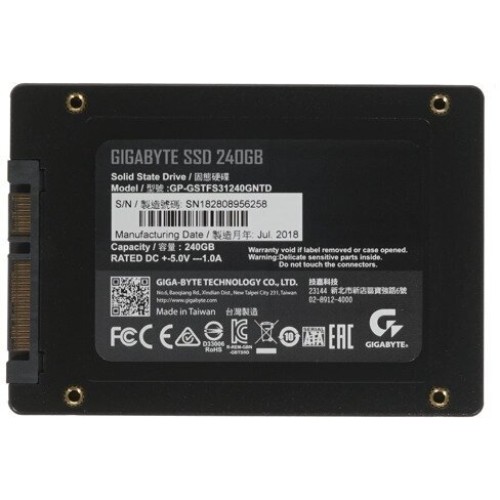 SSD накопитель Gigabyte 2.5" 240GB Client SSD GP-GSTFS31240GNTD SATA 6Gb/s, 500/420, IOPS 50/75K, MTBF 2M, 100TBW,