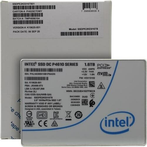 Накопитель SSD жесткий диск PCIE NVME 6.4TB TLC 2.5" DC P4610 SSDPE2KE064T801 INTEL