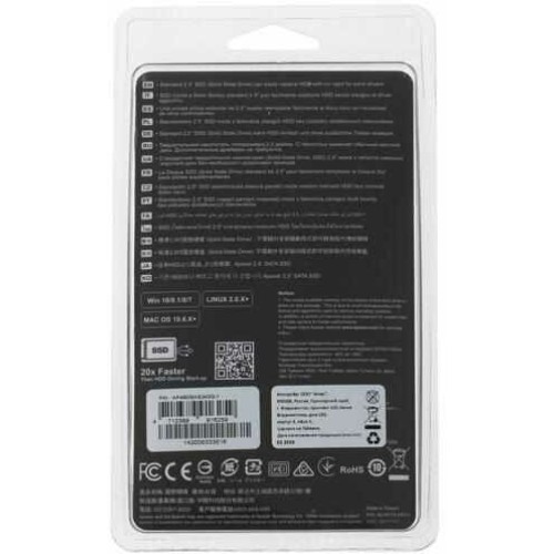 Накопитель SSD Apacer 480GB AS340 AP480GAS340G-1 2.5" SATA 6Gb/s, 550/450, MTBF 1.5M, TLC, 280TBW, RTL