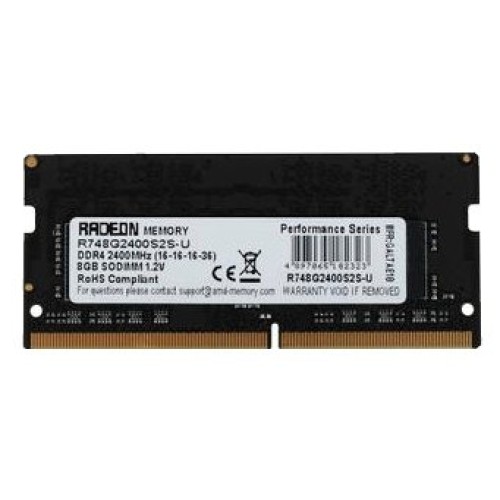 Память AMD 8GB DDR4 2400MHz SO DIMM R7 Performance Series Black R748G2400S2S-U Non-ECC, CL16, 1.2V, RTL