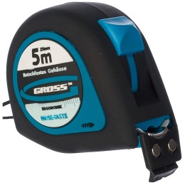 Рулетка GROSS "Ergonomisch", 5 м x 25 мм, магнитный обрезиненный зацеп // 31103