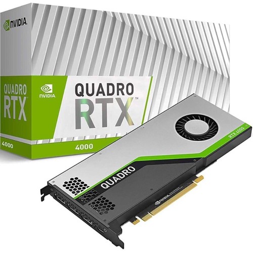 Видеокарта PNY NVIDIA Quadro RTX 4000 (Turing TU106), 8GB GDDR6/256 bit, , 3xDP, DisplayPort-DVI-D, USB Type-C, 1xStereo, 1xSync,PCI Express 3.0 16x VCQRTX4000BLK-1