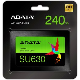 Накопитель SSD 240GB ADATA SU630SS Client SSD ASU630SS-240GQ-R SATA 6Gb/s, 520/450, IOPS 30/65K, MTBF 1.5M, 3D QLC, 50TBW, RTL