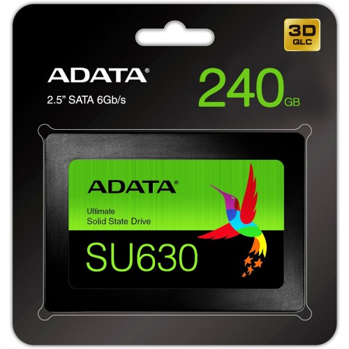 Накопитель SSD 240GB ADATA SU630SS Client SSD ASU630SS-240GQ-R SATA 6Gb/s, 520/450, IOPS 30/65K, MTBF 1.5M, 3D QLC, 50TBW, RTL