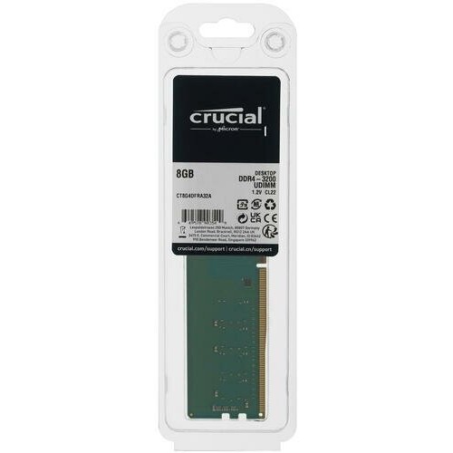 Память Crucial 8GB DDR4 3200MHz (PC4-25600) CL22 SR x8 Unbuffered DIMM 288pin