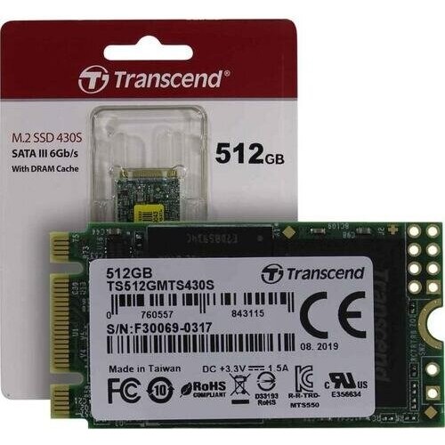 Твердотельный накопитель Transcend 512GB M.2 SSD MTS 830 series (22x80mm) R/W: 560/520