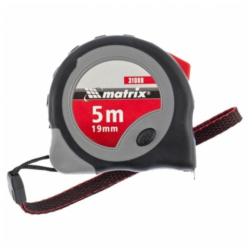 Рулетка MATRIX 31088  continuous fixation 5мх19мм обрезиненный корпус плавная фиксация