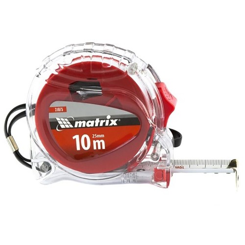 Рулетка MATRIX 31075  crystal 10м х 25мм корпус из поликарбоната