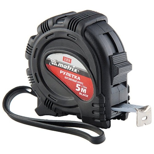 Рулетка MATRIX 31014  black 5мх19мм обрезиненный корпус