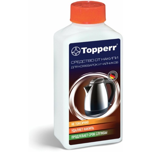 Средство от накипи Topperr 3031, Концентрированнoе средство для очистки от накипи чайников и водонагревательных приборов, 250мл, Не токсично.