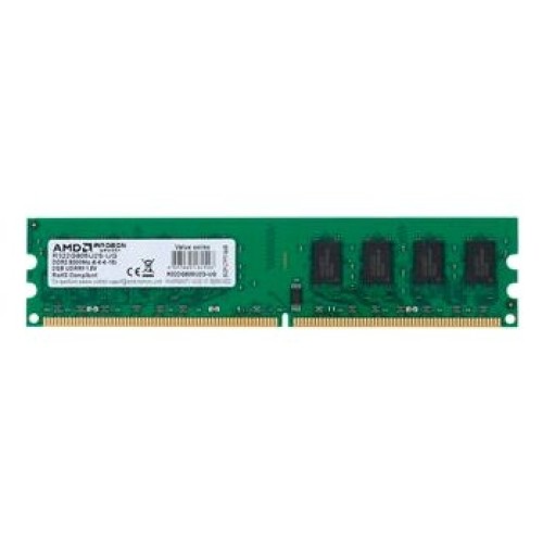 Память AMD 2GB DDR2  800MHz DIMM R3 Value Series Green R322G805U2S-UG Non-ECC, CL6, 1.8V, RTL