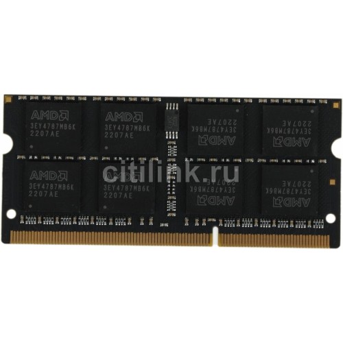 Модуль памяти AMD Radeon™ SO-DIMM DDR3 8GB 1600 R5 Entertainment Series Black R538G1601S2S-U Non-ECC, CL11, 1.5V, RTL