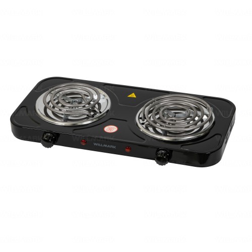 Плита электрическая WILLMARK НS-215Т (2 спир конф.*145 mm/1000Вт.,150*1500Вт, нерж сталь, черный)